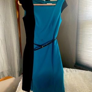 Bold knee length dress with belt